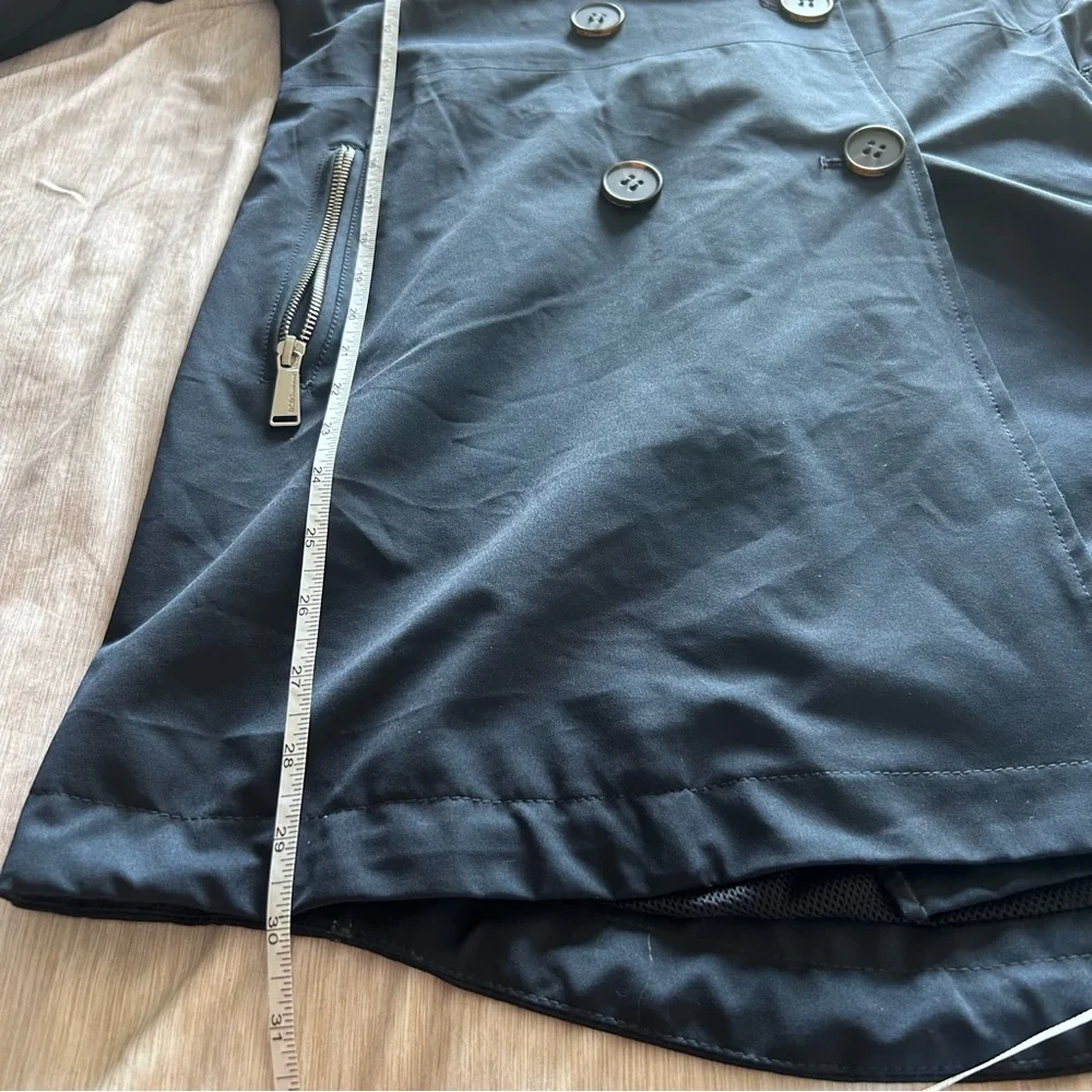 BCBGeneration Midnight Navy Blue Double Breasted Lightweight Spring Trench Coat - Picture 14 of 16